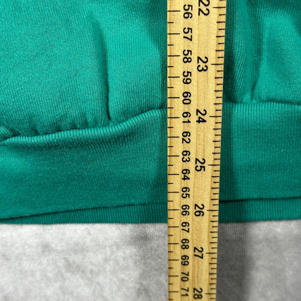 Vintage Fruit of the Loom Cat Quilt Sweatshirt XL Teal Green Made in USA 90s - Picture 8 of 8
